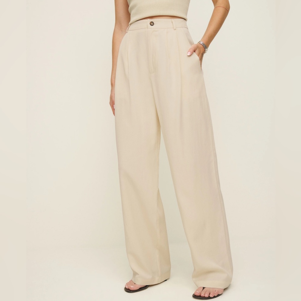 REFORMATION Mason trouser pants size 4 Small Oyster Beige Sand tailored PETITE